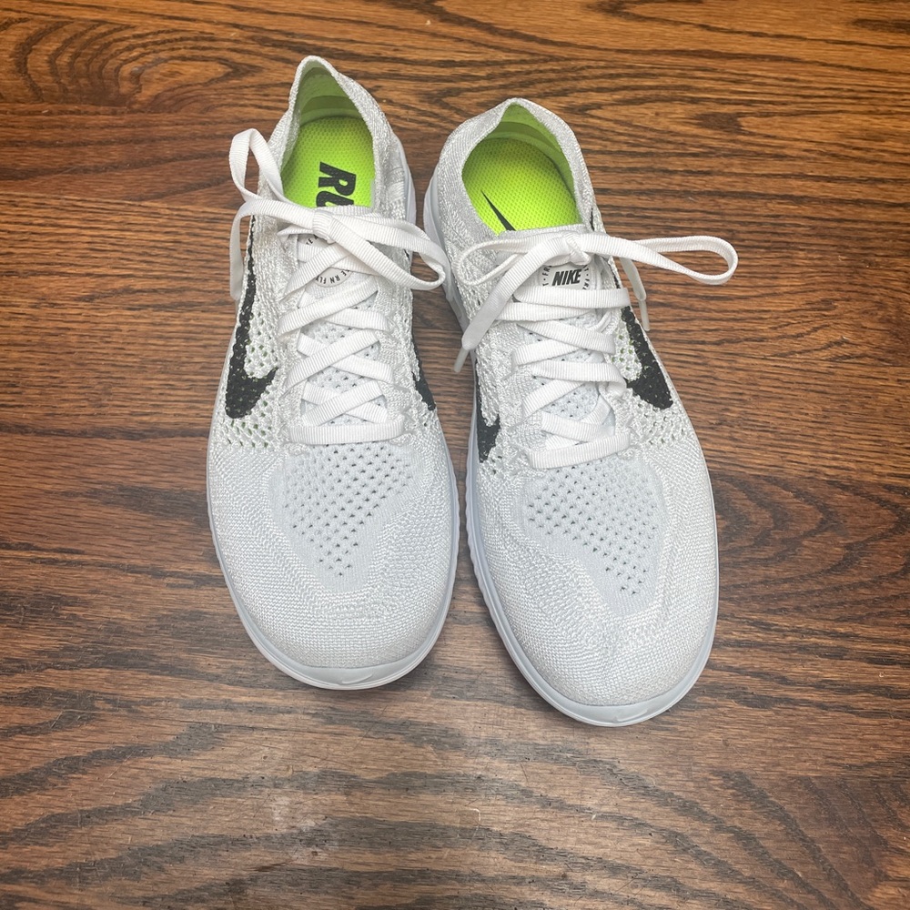 Nike Free Flyknit, white with black swoosh